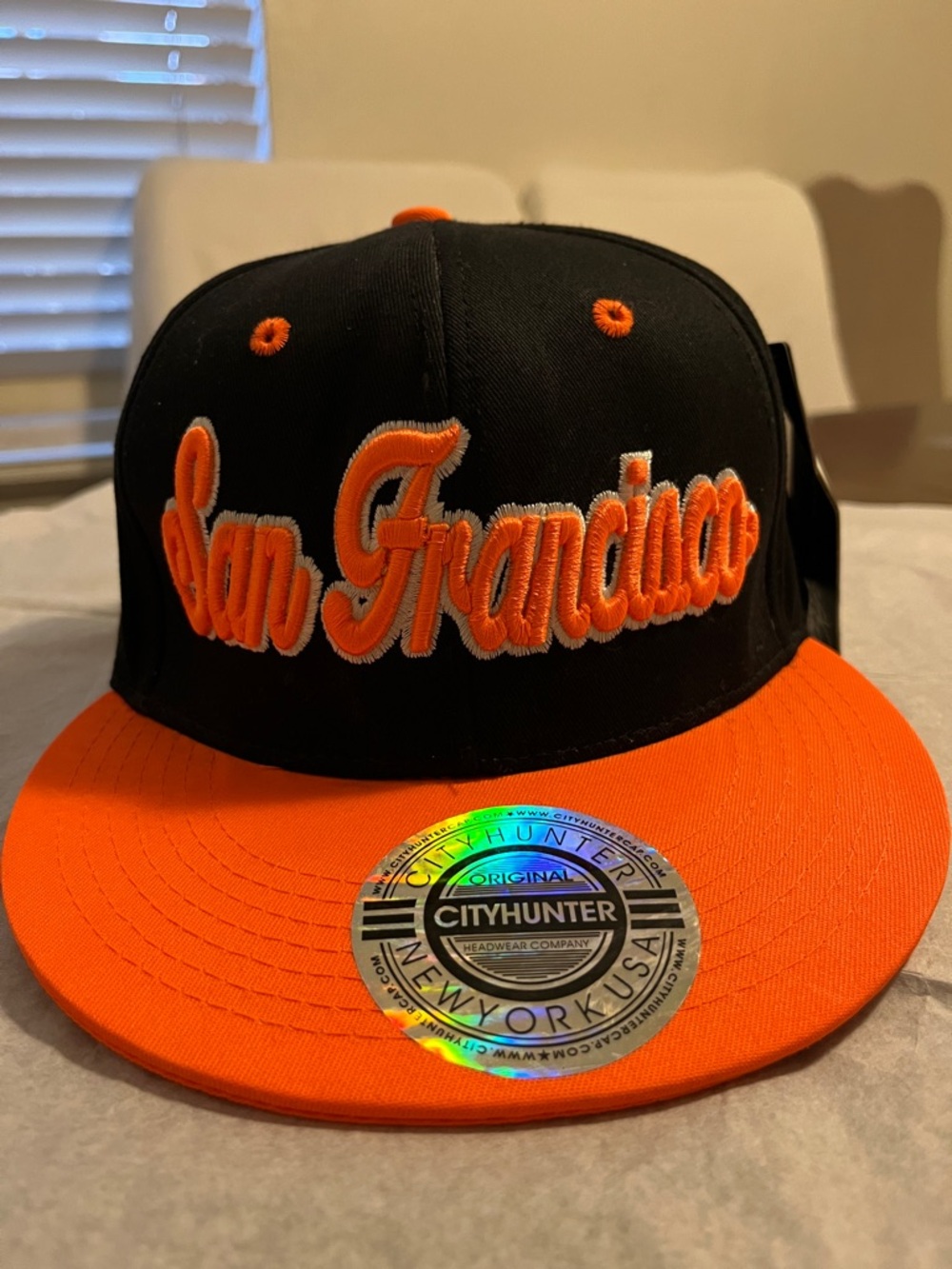 City Hunter San Francisco Snapback Hat - Black & Orange